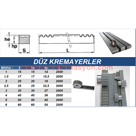 4 Modül Düz Kremayer Dişli 40 mm x 40 mm (2 metre)