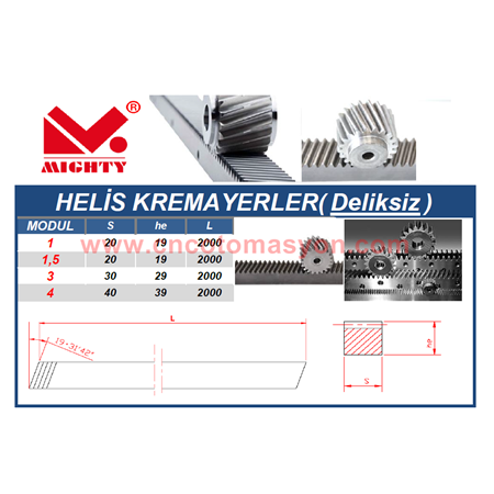 4 Modül Helis Kremayer Dişli 40 mmx 39 mm (2 metre)