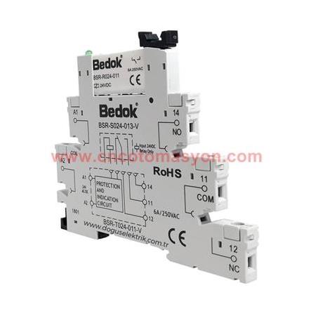 24VDC Vida Bağlantılı Slim Röle+Soket -BSR-T024-011-V